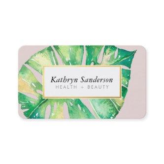 MONSTERA LEAF eco painted modern watercolor pink