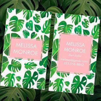 Monstera tropical leaves illustrated watercolor