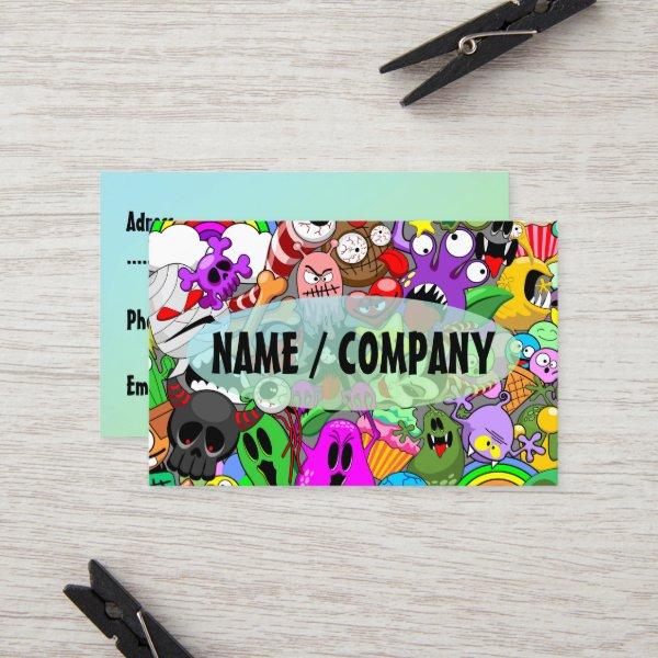 Monsters Cute Characters Halloween Pattern  Referral Card