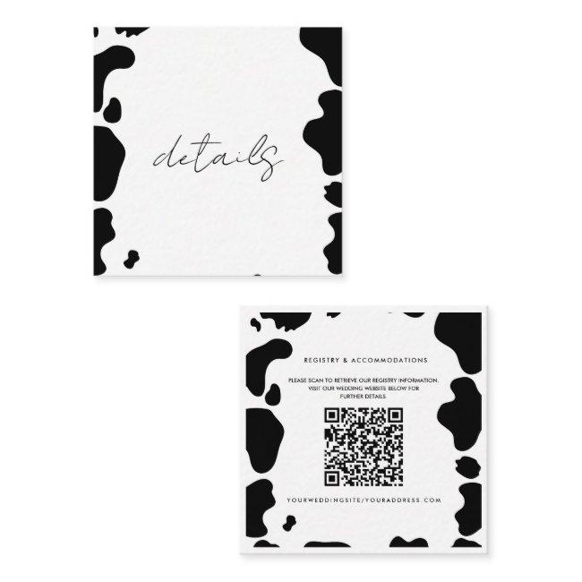 Moo Cow Spots Print Black & White Wedding Details Square