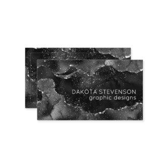 Moody Agate | Onyx Black Silver Vampy Goth Glitter