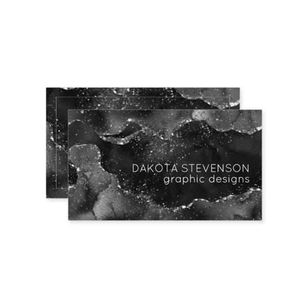 Moody Agate | Onyx Black Silver Vampy Goth Glitter