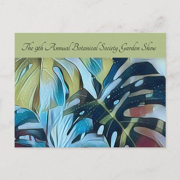 Moody Blue Monstera Botanical Direct Mail Promo Announcement Postcard