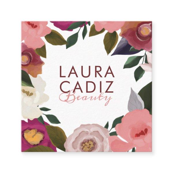 Moody & Elegant Watercolor Floral Arrangment White Square