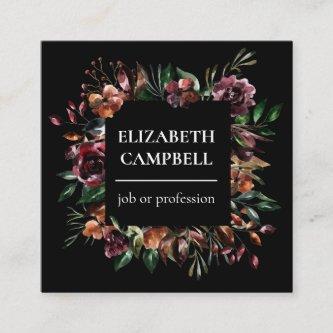 Moody Floral Watercolor | Black Square