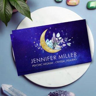 Moon and  Watercolor Crystals