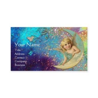 MOON ANGEL IN BLUE GOLD YELLOW SPARKLES MONOGRAM