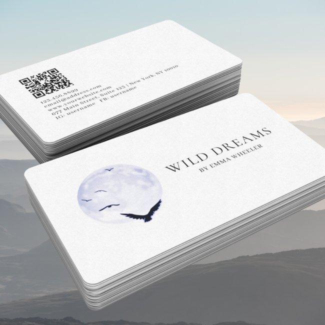 Moon & Birds Logo Design QR Code