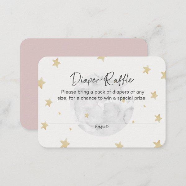 Moon Star Girl Pink Diaper Raffle Baby Shower Card
