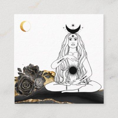 *~* Moon Yoga Luna Rose Goddess Black Gold Square