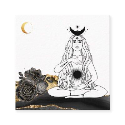 *~* Moon Yoga Luna Rose Goddess Black Gold Square