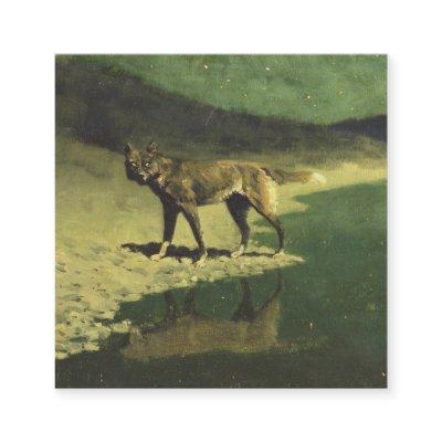 Moonlight Wolf By Frederic Remington 1909 Square