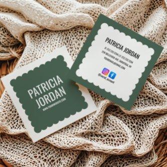 Moss Green modern Wave Simple Social Media Icon Square