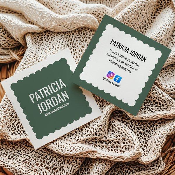 Moss Green modern Wave Simple Social Media Icon Square
