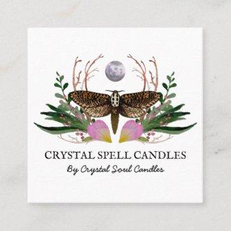 Moth And Moon Candle Intention Spell Square