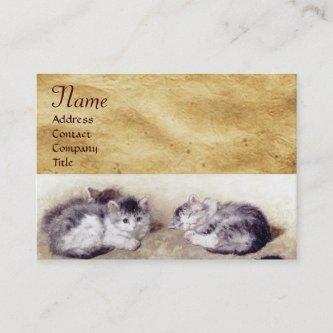 MOTHER CAT WITH KITTENS Parchment Monogram