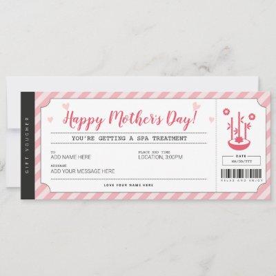 Mothers Day Gift Spa Treatment Voucher Certificate Invitation