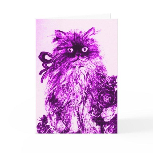 MOTHER'S DAY KITTEN WITH PURPLE ROSES CARD