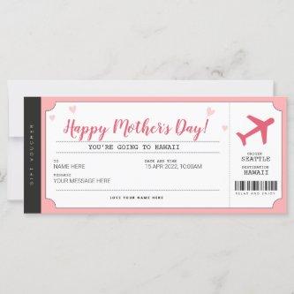 Mothers Day Travel Boarding Pass Gift Certificate
