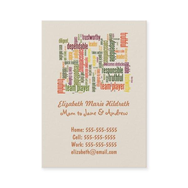 Motivational Words #4 positive values Calling Card