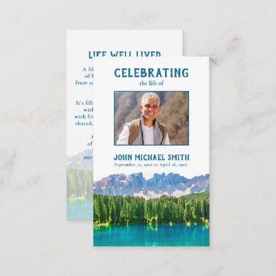 Mountain Lake Memorial Funeral Prayer Card