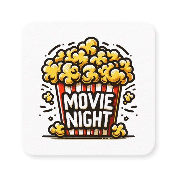 Movie Night Delight Playful Popcorn Square