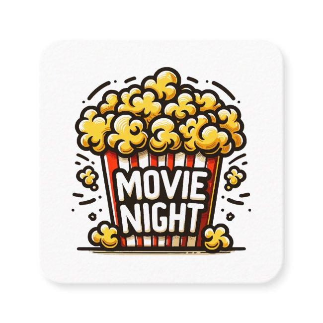 Movie Night Delight Playful Popcorn Square