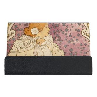 Mucha Art Nouveau Woman Beauty Desk  Holder