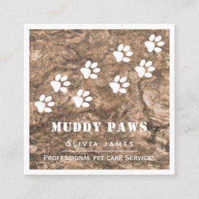 Muddy paw prints professional dog pet care service square