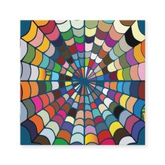 Multi color Distorted Spider Web Pattern Square