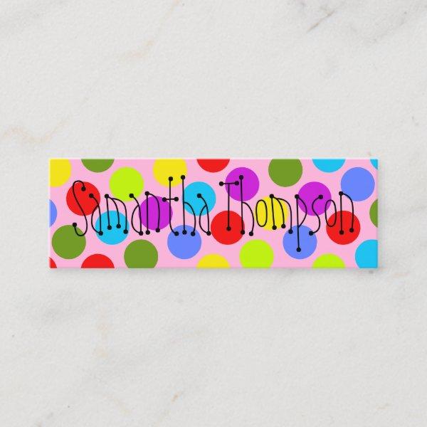 Multi-Colored Dot Kids Contact Info Calling Card