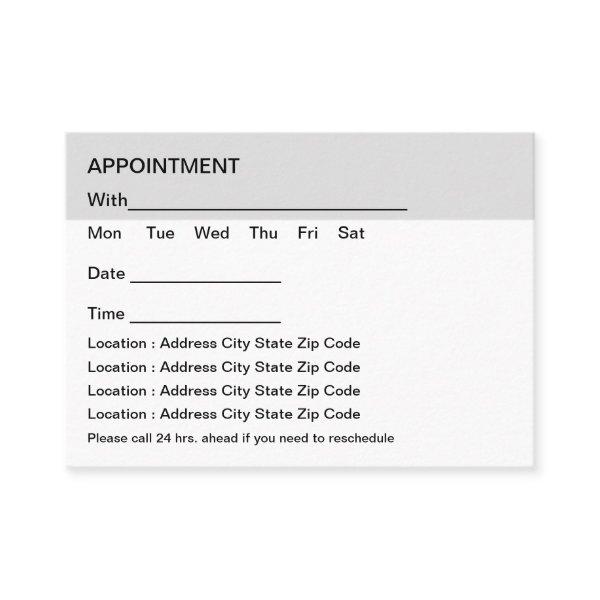 Multi Location Budget Bulk Appointment Cards