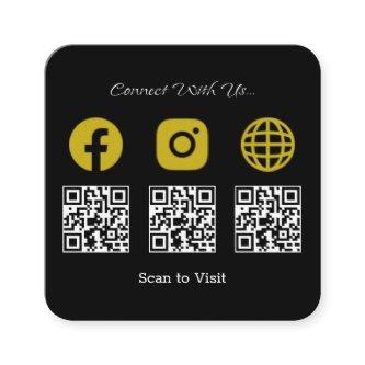 Multi QR Code Modern Social Media Sign Square