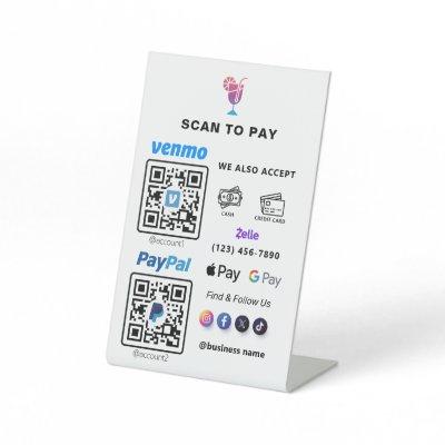 Multi QR Code Payment | White Scan to Pay  Pedesta Pedestal Sign