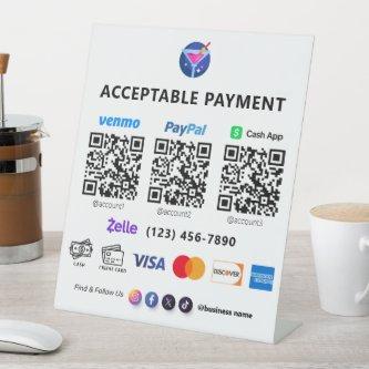 Multi QR Code Payment | White Scan to Pay  Pedesta Pedestal Sign