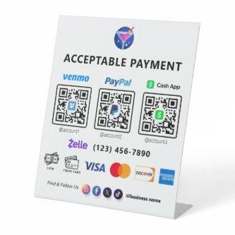 Multi QR Code Payment | White Scan to Pay  Pedesta Pedestal Sign