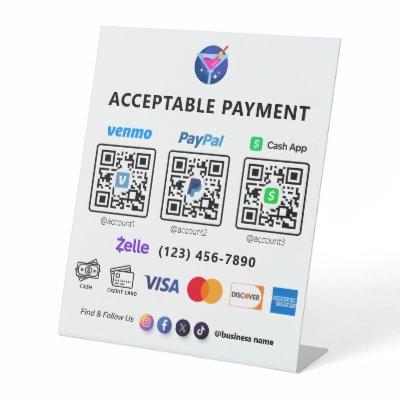 Multi QR Code Payment | White Scan to Pay  Pedesta Pedestal Sign