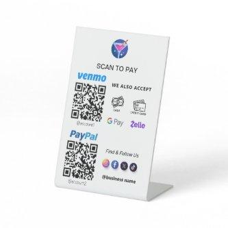 Multi QR Code Payment | White Scan to Pay  Pedesta Pedestal Sign