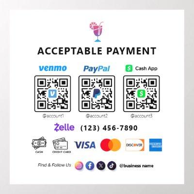 Multi QR Code Payment | White Scan to Pay Wall Decal