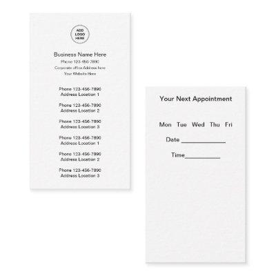 Multiple Location Business And Appointment Cards