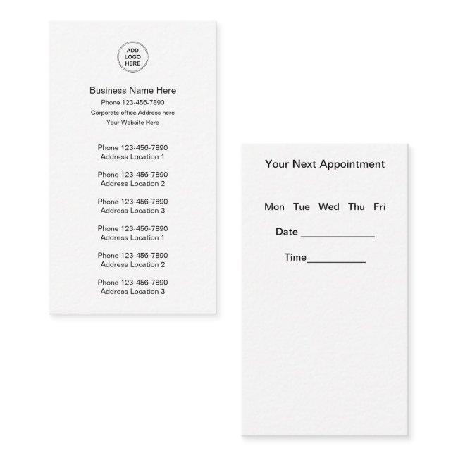 Multiple Location Business And Appointment Cards