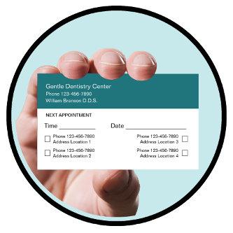 Multiple Location Dentist Appointment Cards
