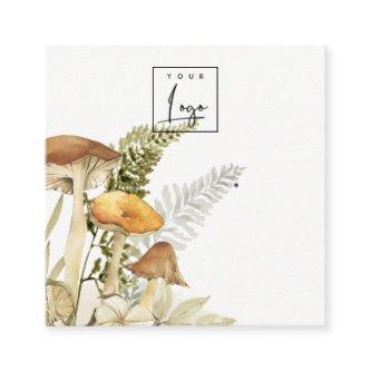 Mushroom Fern Foliage Logo Stud Earring Display Square