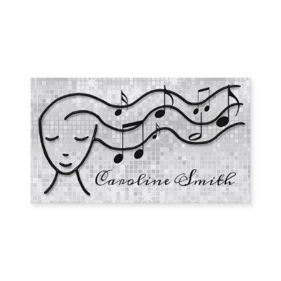 music girl on faux silver sequin design