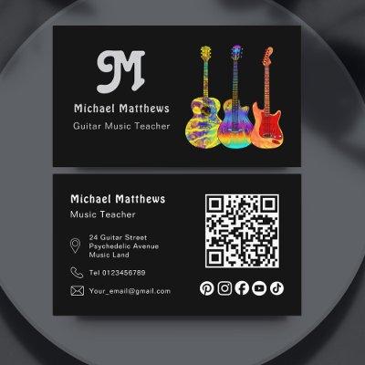 Music Guitar Teacher QR Code Social Media Custom