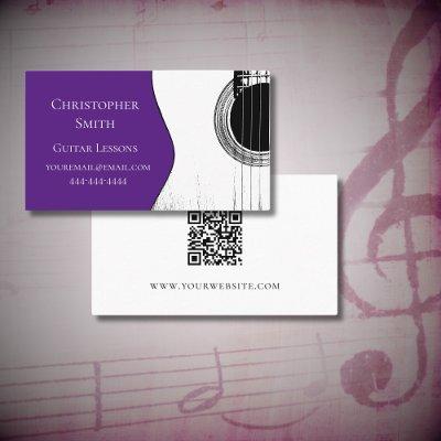 Music Lessons Guitar QR Code Purple