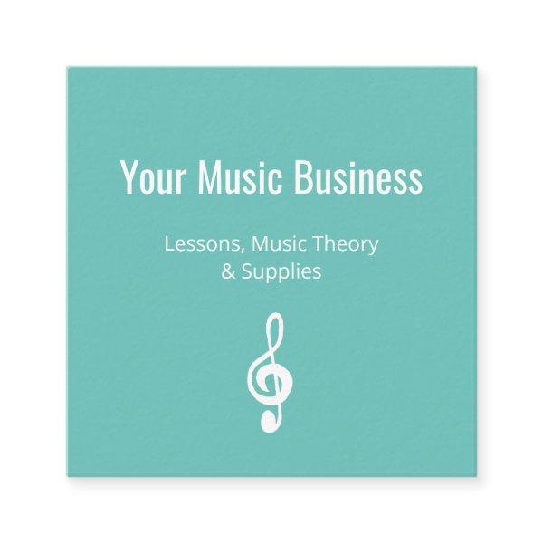 Music Lessons QR code Simple Treble Clef Teal  Square