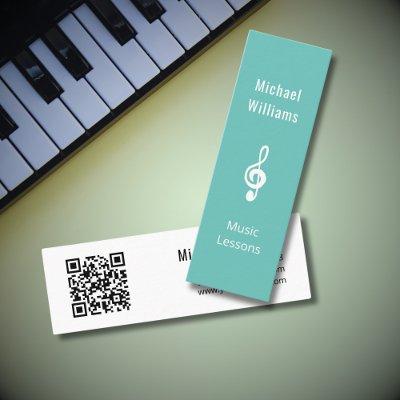 Music Lessons QR code Treble Clef Symbol Teal Mini