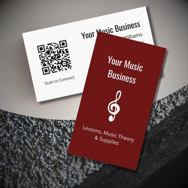Music Lessons Treble Clef QR code Simple Red