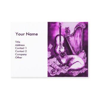 MUSIC MAKING CAT AND OWL Purple White